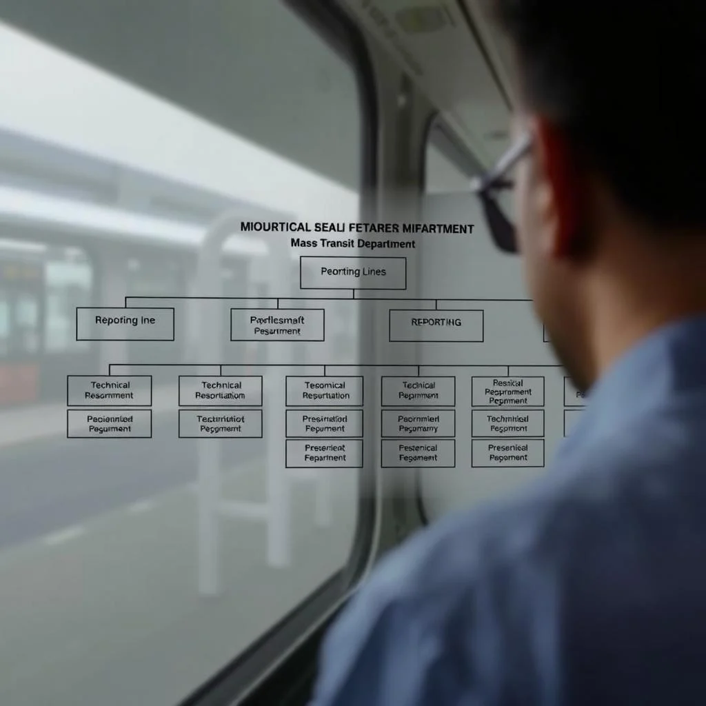 Diagram of organizational structure showing reporting lines for technical staff in Mass Transit Department